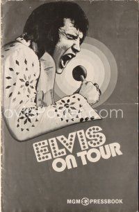 7p346 ELVIS ON TOUR pressbook '72 classic artwork of Elvis Presley singing into microphone!