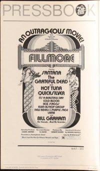 7p348 FILLMORE pressbook '72 Grateful Dead, Santana, rock & roll concert!