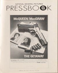 7p351 GETAWAY pressbook '72 Steve McQueen, Ali McGraw, Sam Peckinpah, cool gun & passports images!