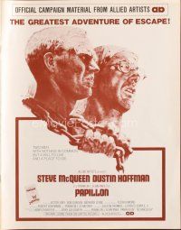 7p378 PAPILLON pressbook '73 Steve McQueen & Dustin Hoffman, directed by Franklin J. Schaffner!