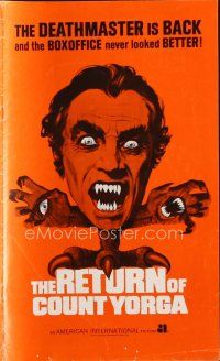 7p385 RETURN OF COUNT YORGA pressbook '71 Robert Quarry, AIP vampires, wild monster art!