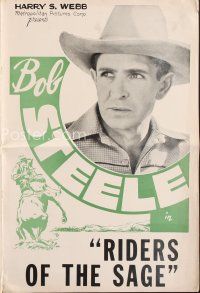 7p387 RIDERS OF THE SAGE pressbook '39 great images of tough cowboy Bob Steele!