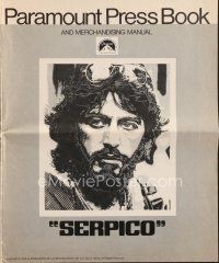 7p393 SERPICO pressbook '74 many images of Al Pacino, Sidney Lumet crime classic!