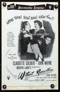 7p412 WITHOUT RESERVATIONS pressbook R60s many great images of John Wayne & Claudette Colbert!
