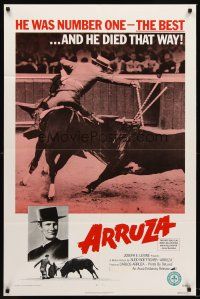 7r052 ARRUZA 1sh '72 Budd Boetticher directed, cool matador image, Carlos Arruza!
