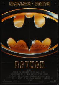 7r077 BATMAN 1sh '89 Michael Keaton, Jack Nicholson, directed by Tim Burton!
