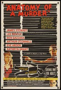 7s511 ANATOMY OF A MURDER black style Aust 1sh '59 Otto Preminger, Jimmy Stewart, sexy Lee Remick!