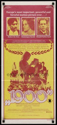 7s621 1900 Aust daybill '77 directed by Bernardo Bertolucci, Robert De Niro, different image!
