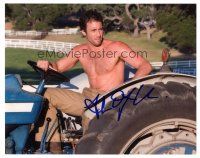 7t502 ALEX O'LOUGHLIN signed 8x10 REPRO still '00s barechested close up driving a tractor!