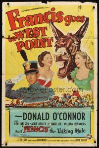7t080 FRANCIS GOES TO WEST POINT signed 1sh '52 by Lori Nelson, who's with O'Connor & talking mule!