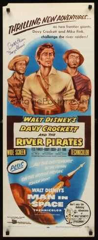 7t055 DAVY CROCKETT & THE RIVER PIRATES signed insert '56 by Buddy Ebsen, Disney!