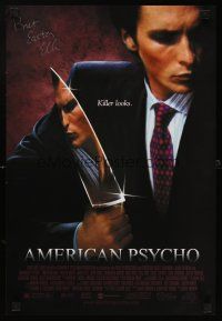 7t044 AMERICAN PSYCHO signed mini poster '00 by author of the novel Bret Easton Ellis!