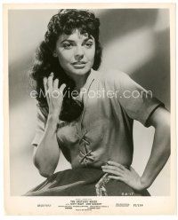 7w194 ANNE BANCROFT 8x10 still '57 wonderful sexy seated smiling portrait from The Restless Breed!