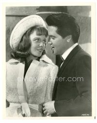 7w311 DOUBLE TROUBLE 8x10 still '67 close up of Elvis Presley putting the moves on Annette Day!