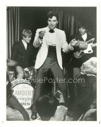 7w312 DOUBLE TROUBLE 8x10 still '67 cool image of Elvis Presley on stage w/band!