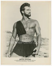 7w404 HERCULES UNCHAINED 8x10 still '60 best close up of strongest man Steve Reeves in costume!