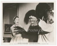 7w539 MONSTER ON THE CAMPUS 8x10 still '58 pretty Helen Westcott flees from The Beast!
