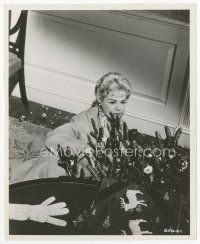 7w679 SUMMER PLACE 8x10 still '59 cool image of Sandra Dee & downed Christmas tree!