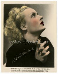 7w150 LADY BY CHOICE color 8x10 still '34 sexy Carole Lombard looking up, with facsimile signature!