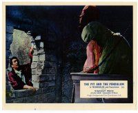 7w157 PIT & THE PENDULUM color English FOH LC '61 Vincent Price looks at chained woman behind wall!