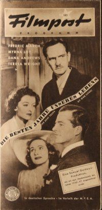 7y142 BEST YEARS OF OUR LIVES German program '48 William Wyler, Myrna Loy, different images!
