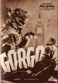 7y247 GORGO German program '61 great different images of giant monster terrorizing city!