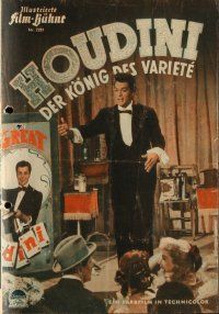 7y269 HOUDINI German program '54 different images of magician Tony Curtis & sexy Janet Leigh!