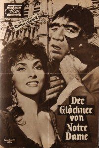 7y277 HUNCHBACK OF NOTRE DAME Das Neue German program '57 Quinn, Gina Lollobrigida, different!