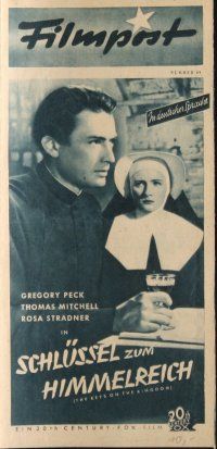 7y296 KEYS OF THE KINGDOM German program '47 religious Gregory Peck, Vincent Price, different!