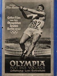 7y103 OLYMPIAD blue German program '38 Part I of Riefenstahl's 1936 Munich Olympics documentary!