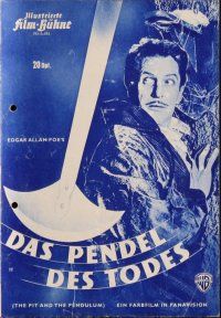 7y376 PIT & THE PENDULUM German program '63 Edgar Allan Poe, Vincent Price, different images!