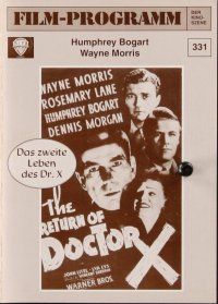 7y393 RETURN OF DOCTOR X German program R80s wacky Warner Bros. horror w/Humphrey Bogart, different!