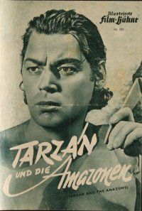7y446 TARZAN & THE AMAZONS German program '50 Johnny Weissmuller, many great different images!