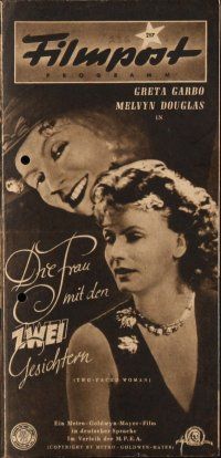 7y477 TWO-FACED WOMAN German program '49 Melvyn Douglas, pretty Greta Garbo, different images!