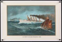 8a138 US NAVY - 1ST CLASS CRUISERS heavy stock 20x29 art print '90s art of fighting ships at sea!