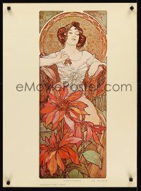 8a579 ALPHONSE MUCHA commercial 21x29 '75 great art of seated woman, Four Jewels, Ruby!