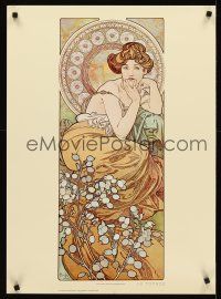 8a580 ALPHONSE MUCHA commercial 21x29 '75 great art of seated woman, Four Jewels, Topaz!