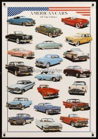 8a582 AMERICAN CARS OF THE FIFTIES Italian commercial poster '98 great artwork of classics!
