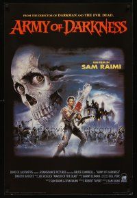 8a584 ARMY OF DARKNESS commercial poster '93 Sam Raimi, art of Bruce Campbell with chainsaw hand!