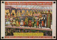 8a714 BARNUM & BAILEY GREATEST SHOW ON EARTH REPRO circus poster '60 freaks on stage!