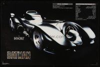 8a586 BATMAN commercial poster '89 directed by Tim Burton, great image of Batmobile & specs!
