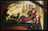 8a095 CATWOMAN commercial poster '97 art of sexy female supervillain hanging man!