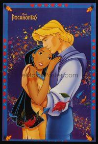 8a668 POCAHONTAS commercial poster '95 Walt Disney Native American Indian cartoon, romantic art!