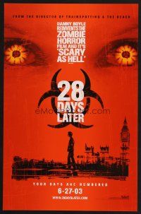 8a446 28 DAYS LATER teaser mini poster '03 Danny Boyle, Cillian Murphy vs. zombies in London!