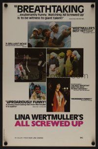 8a452 ALL SCREWED UP 11x17 special poster '76 Lina Wurtmuller, first New Line release!