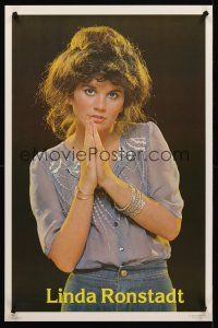 8a639 LINDA RONSTADT commercial poster '77 cool image of pretty singer in blue outfit!