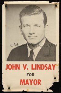 8a048 JOHN V. LINDSAY FOR MAYOR 17x27 political campaign '65 New York City candidate for mayor!