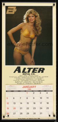 8a074 ALTER METAL COMPANY calendar '86 great sexy image of girl in golden bikini