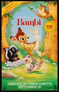 8a369 BAMBI video special 23x37 R89 Walt Disney cartoon deer classic, great art w/Thumper & Flower!