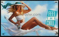 8a222 COORS DRY 21x34 beer ad '91 sexy scantily-clad woman w/hat & beach chair!